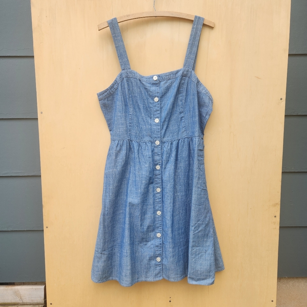 NWT J Crew Factory Chambray Button Front Dress - Size 12 - Picture 3 of 12